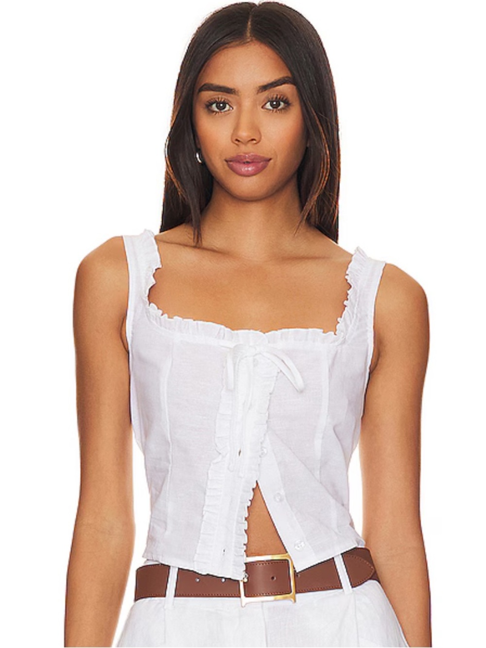 SNDYS.  White  Cottage Linen Blend Top Size S